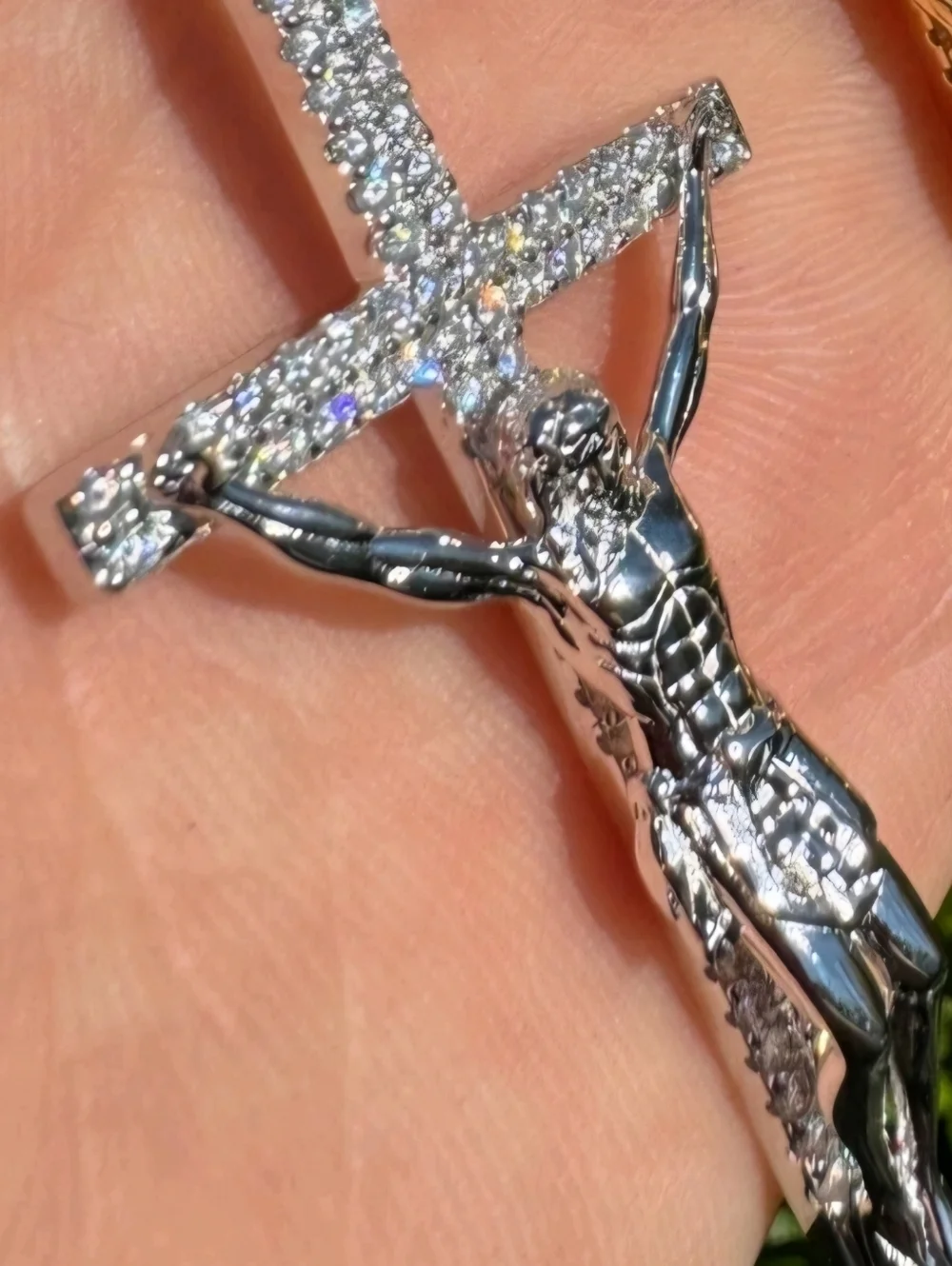 Iced Out 3D Jesus On Cross Moissanite Pendant - Real 925 Silver 2